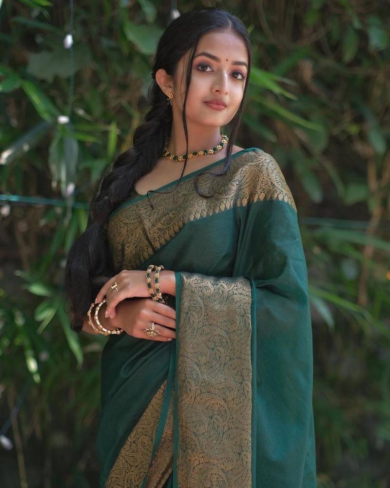  Green Silk Blend Sarees With Blouse