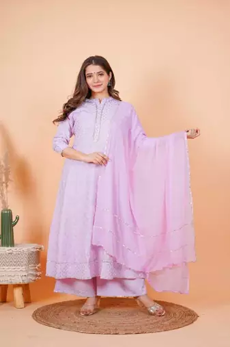 Kurta Print Rayon Anarkali Kurta Set