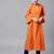 Orange Solid Cotton A-Line Kurta