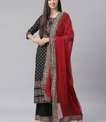 Black Printed Cotton  Kurta Set