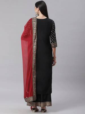 Black Printed Cotton  Kurta Set 2