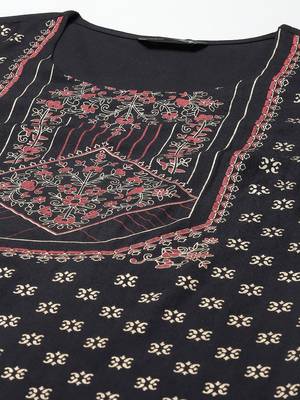 Black Printed Cotton  Kurta Set 3