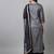 Grey Embroidered Dupion Silk Straight Kurta Set