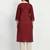 Brown Embroidered Cotton Straight Kurti