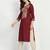 Brown Embroidered Cotton Straight Kurti