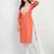 Peach Embroidered Cotton Straight Kurti