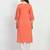 Peach Embroidered Cotton Straight Kurti