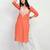 Peach Embroidered Cotton Straight Kurti