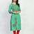 Green Printed Cotton Straight Kurti