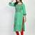 Green Printed Cotton Straight Kurti