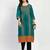 Teal Printed Cotton Straight Kurti