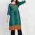 Teal Printed Cotton Straight Kurti