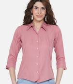 Peach Solid Crepe Shirt Shirt