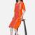 Orange Printed Cotton Straight Straight Kurti