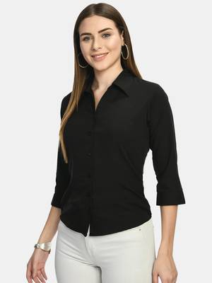 Black Solid Crepe Shirt Shirt 1