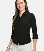 Black Solid Crepe Shirt Shirt