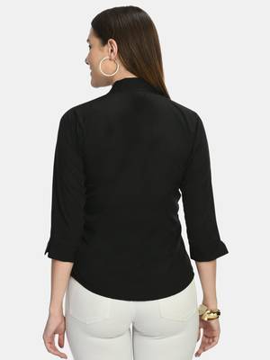 Black Solid Crepe Shirt Shirt 2