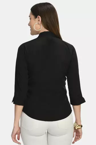 Black Solid Crepe Shirt Shirt
