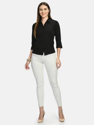 Black Solid Crepe Shirt Shirt 3