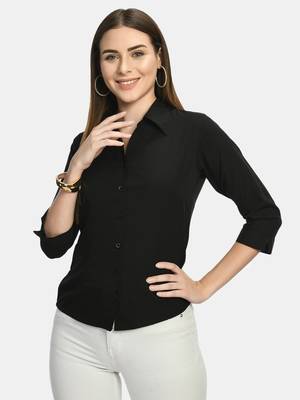 Black Solid Crepe Shirt Shirt 4