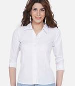 White Solid Crepe Shirt Shirt