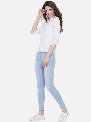White Solid Crepe Shirt Shirt 2