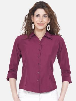 Burgundy Solid Crepe Shirt Shirt 1