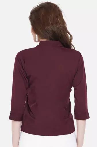 Brown Solid Crepe Shirt Shirt