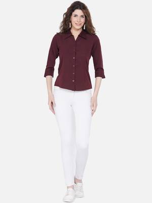 Brown Solid Crepe Shirt Shirt 3