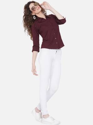 Brown Solid Crepe Shirt Shirt 5