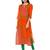 Orange Printed Cotton Straight Kurti