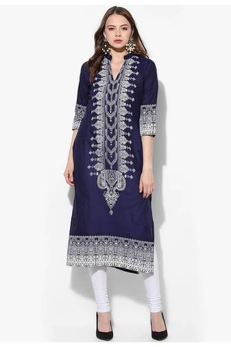 Indigo Printed Cotton Straight Kurti