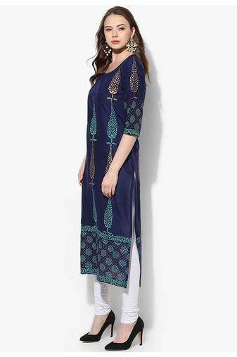 Indigo Printed Cotton Straight Kurti