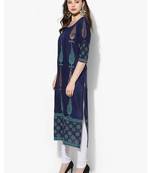 Indigo Printed Cotton Straight Kurti