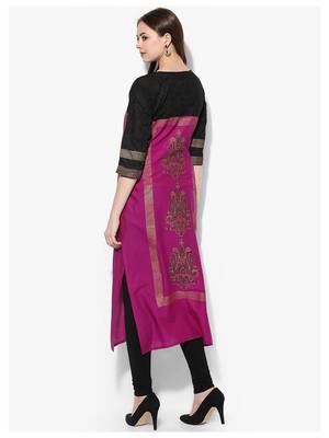 Purple Printed Cotton Straight Kurti 3