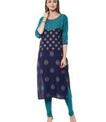 Indigo Printed Cotton Straight Kurti