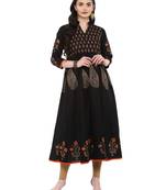 Black Printed Cotton Anarkali ANARKALI Kurti