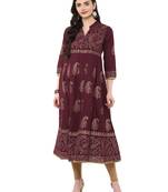 Violet Printed Cotton Anarkali ANARKALI Kurti