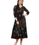 Black Printed Cotton Anarkali ANARKALI Kurti