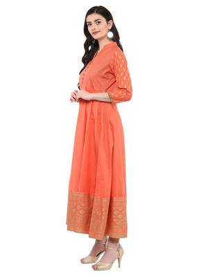 Pink Printed Cotton Anarkali ANARKALI Kurti 3