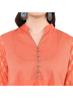 Pink Printed Cotton Anarkali ANARKALI Kurti 4
