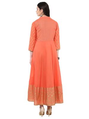 Pink Printed Cotton Anarkali ANARKALI Kurti 5