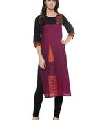 Magenta Printed Cotton Straight Kurti