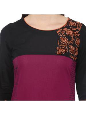 Magenta Printed Cotton Straight Kurti 4