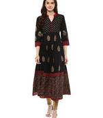Black Printed Cotton Anarkali ANARKALI Kurti