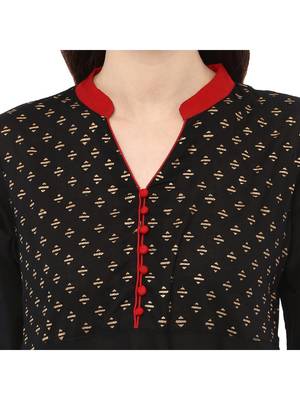 Black Printed Cotton Anarkali ANARKALI Kurti 4