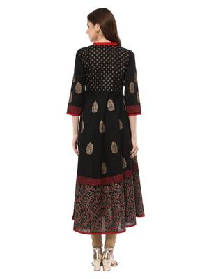 Black Printed Cotton Anarkali ANARKALI Kurti 5