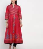 Fuchsia Printed Cotton Anarkali ANARKALI Kurti