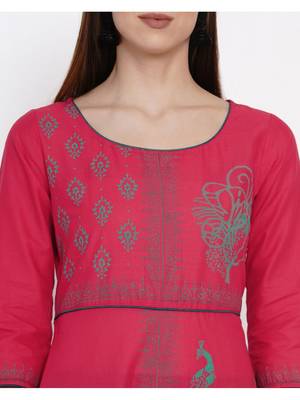 Pink Printed Cotton Anarkali ANARKALI Kurti 4