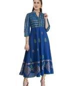 Blue Printed Cotton Anarkali ANARKALI Kurti